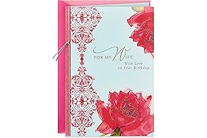 Birthday Cards for Wife from Husband | Hallmark Birthday Card for Wife (Roses with Pattern)