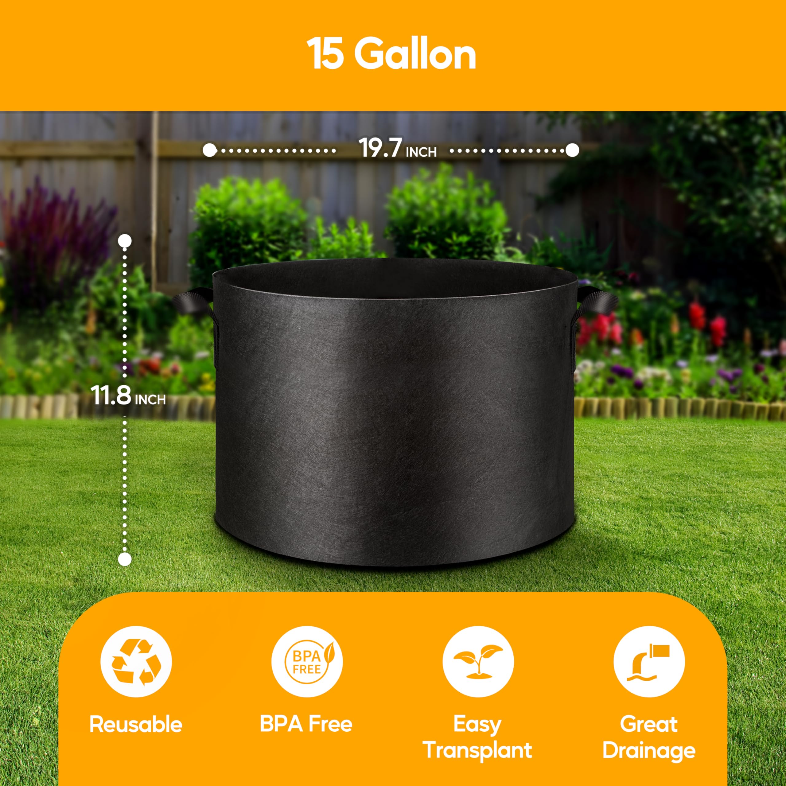 Simple Deluxe Grow Bags Pflanztöpfe mit Griffen, verdickter Vliesstoff, Belüftungstuch, strapazierfähig, Gartenarbeit für Tomaten, Kartoffeln, Gemüse und Blumen, schwarz, mit 12 Etiketten