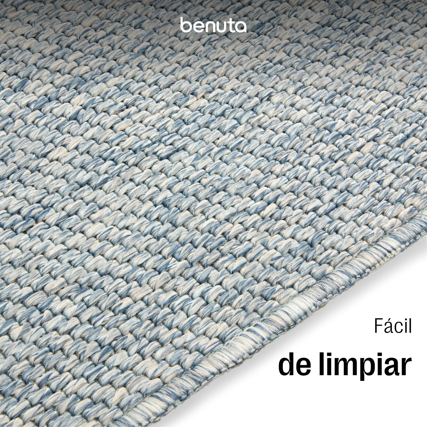 benuta Basic Alfombra Exterior Iowa - Azul 120x170 cm - Estilo Yute Boho - Resistente al Clima y UV para balcón, terraza, jardín, Cocina y Sala - Duradera y Robusta - Apta para Interiores