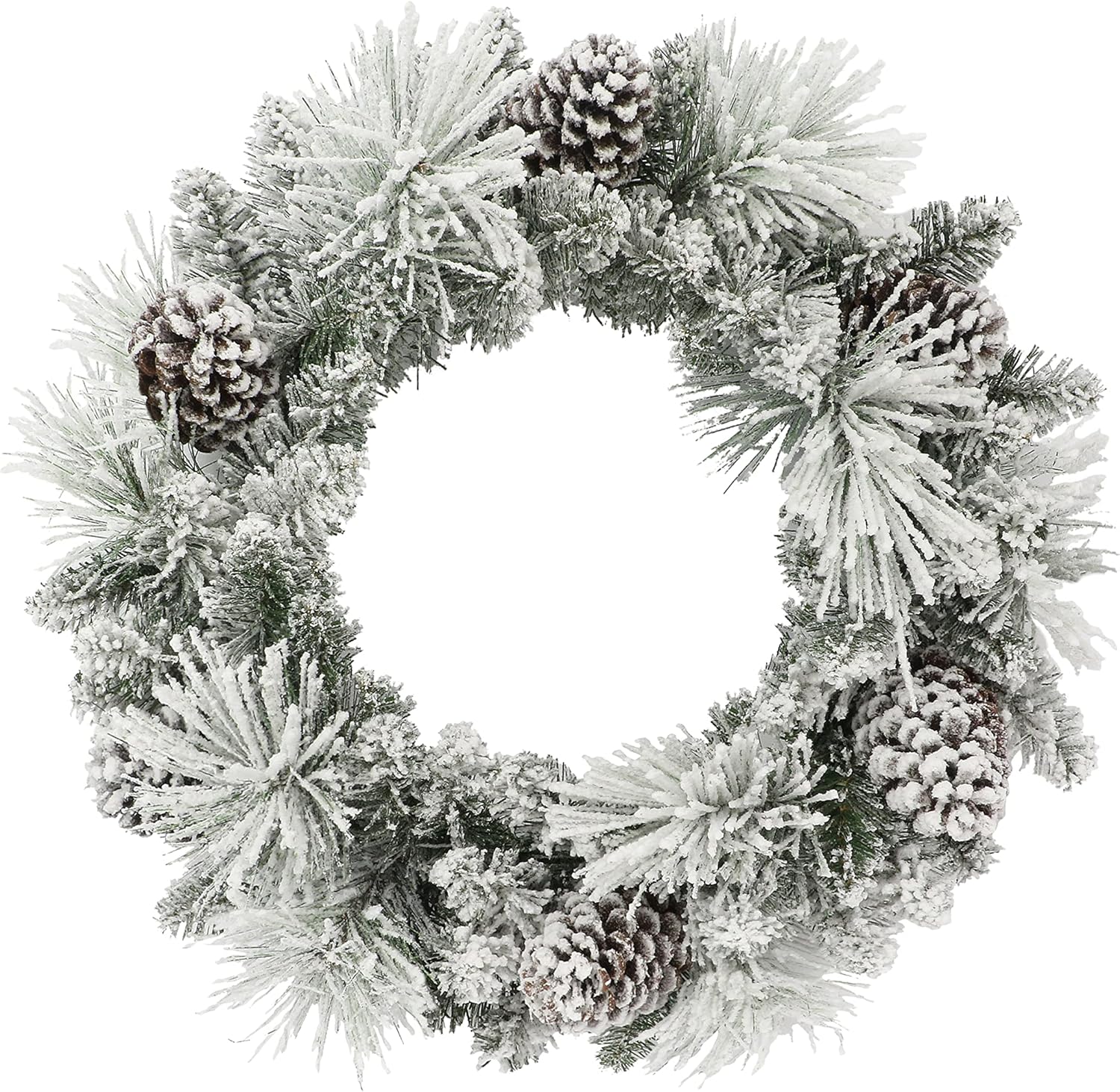 24 in Flocked Berkshire Spruce Wreath, 56 Tips, Pine Cones 24" Flocked Berkshire Spruce Wreath