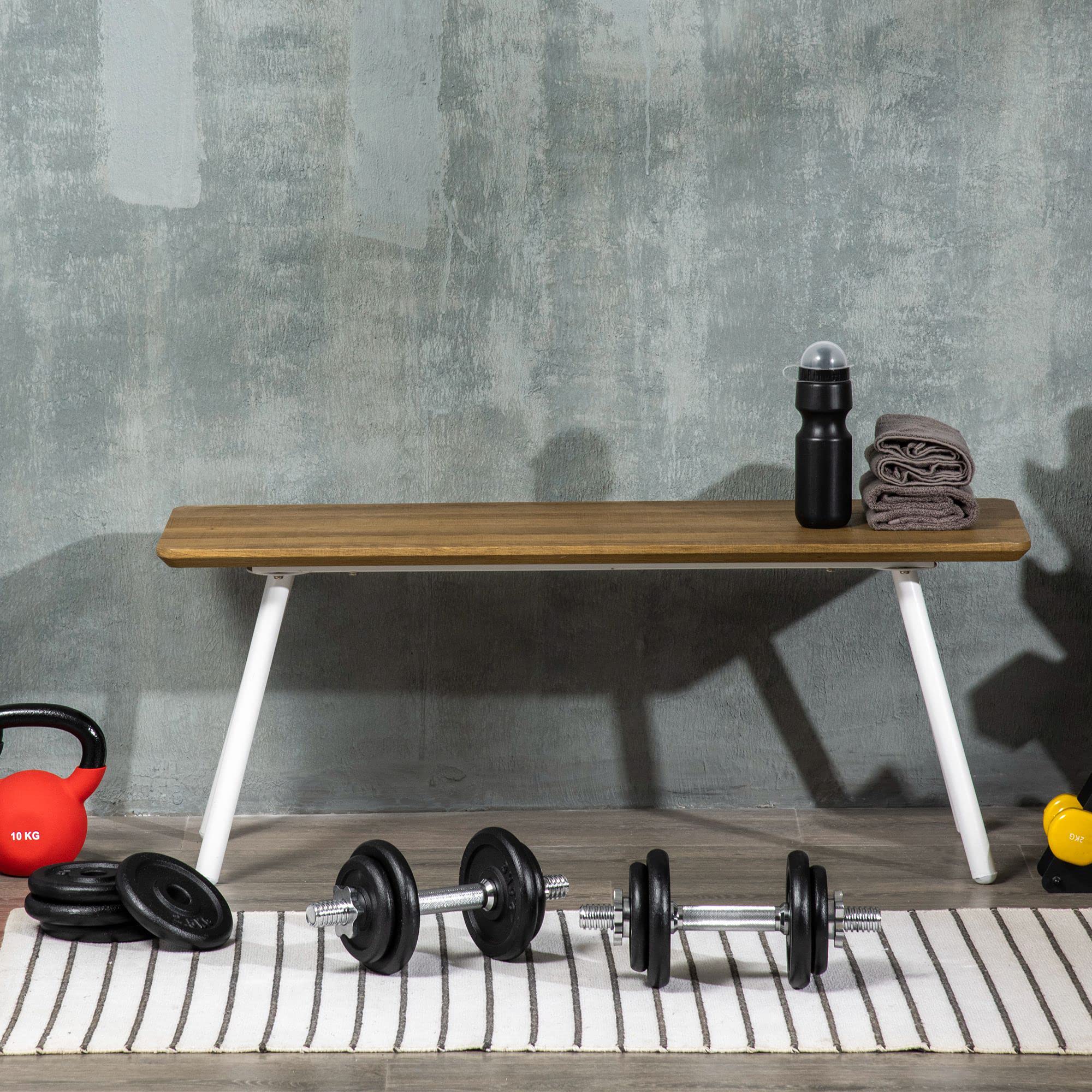 HOMCOM Hantelset 2er Verstellbar bis 20 KG mit Verbindungsrohr Dumbbell | Kurzhantel Set, 2 Kurzhanteln, Langhanteln, Hanteln Set, Kurzhantelset, Krafttraining, Zuhause, Fitnessstudio