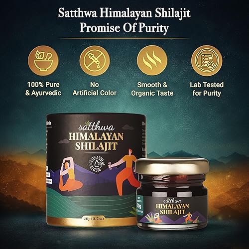 Miniatura 6 de Satthwa Shilajit puro de resina del Himalaya de alta potencia para hombres y mujeres, más de 85 minerales traza, 75 % + ácido fúlvico, 50 porciones,