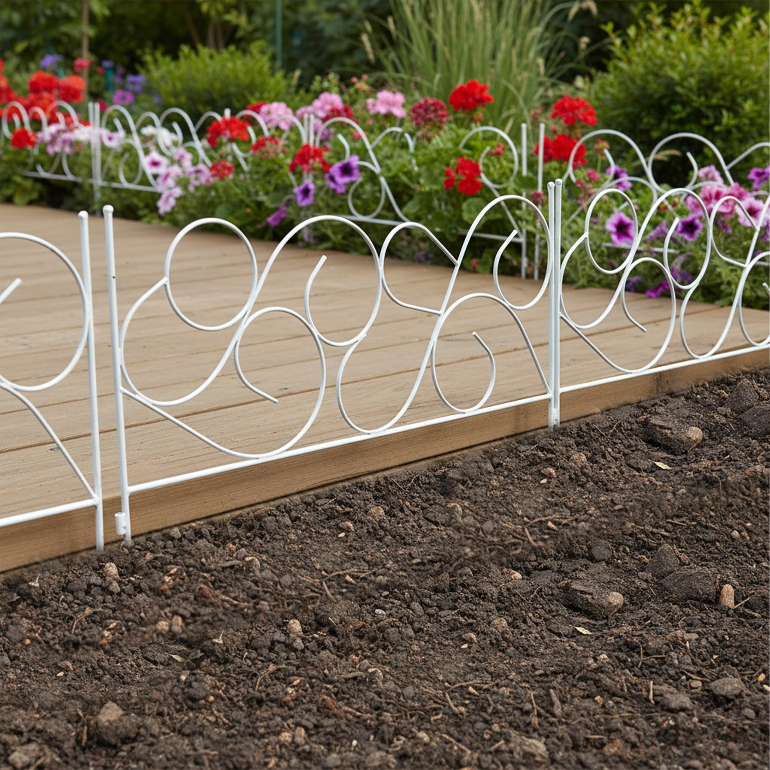 Relaxdays bordura aiuole, Metallo, 8 Elementi, Stile Liberty, HxB:36x400cm, da infilare, Bianca
