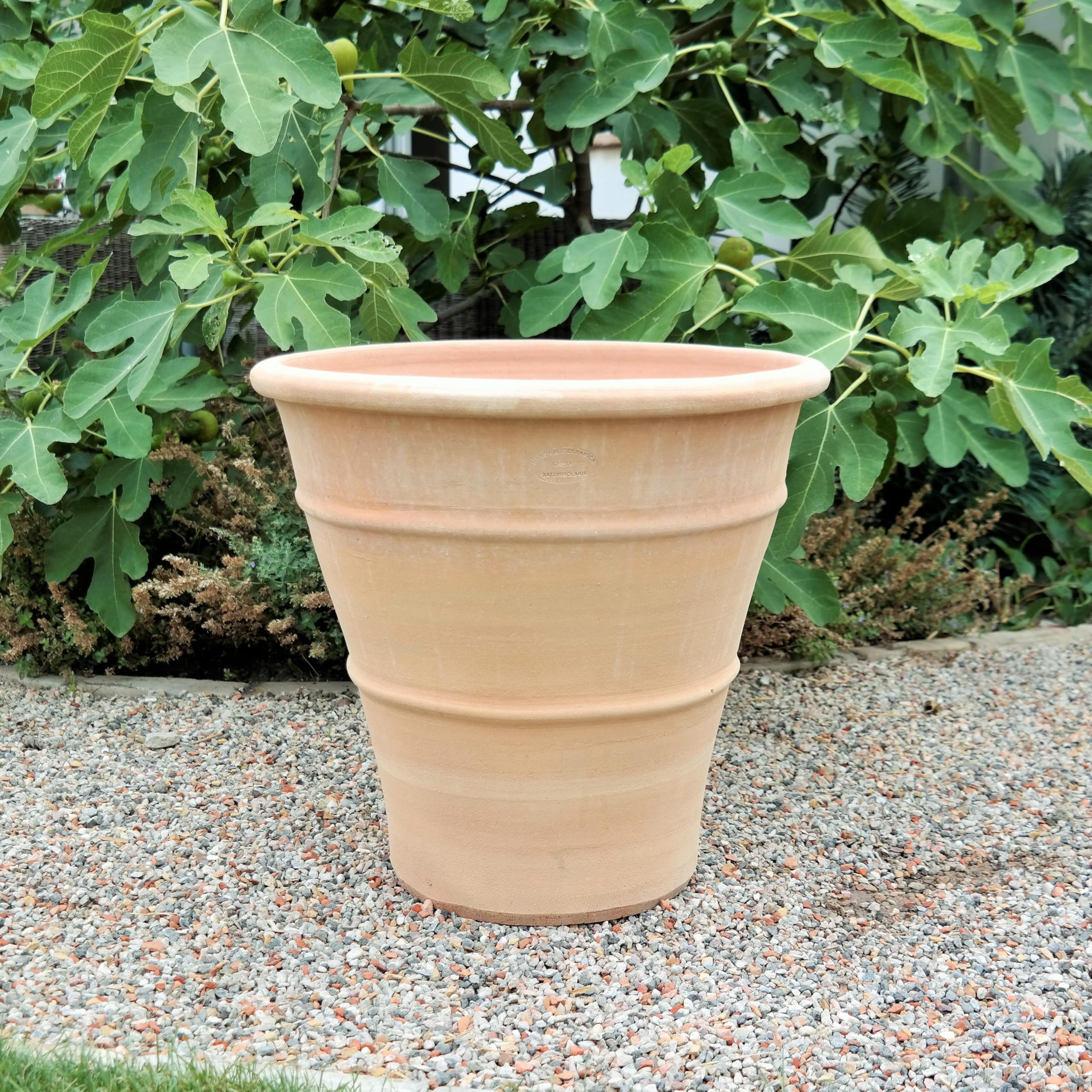 Pot de fleurs en terre cuite de 50 cm de haut, en argile, avec trou de drainage, résistant au gel et aux intempéries, aspect méditerranéen pour jardin, balcon et terrasse, idéal pour fleurs, herbes et