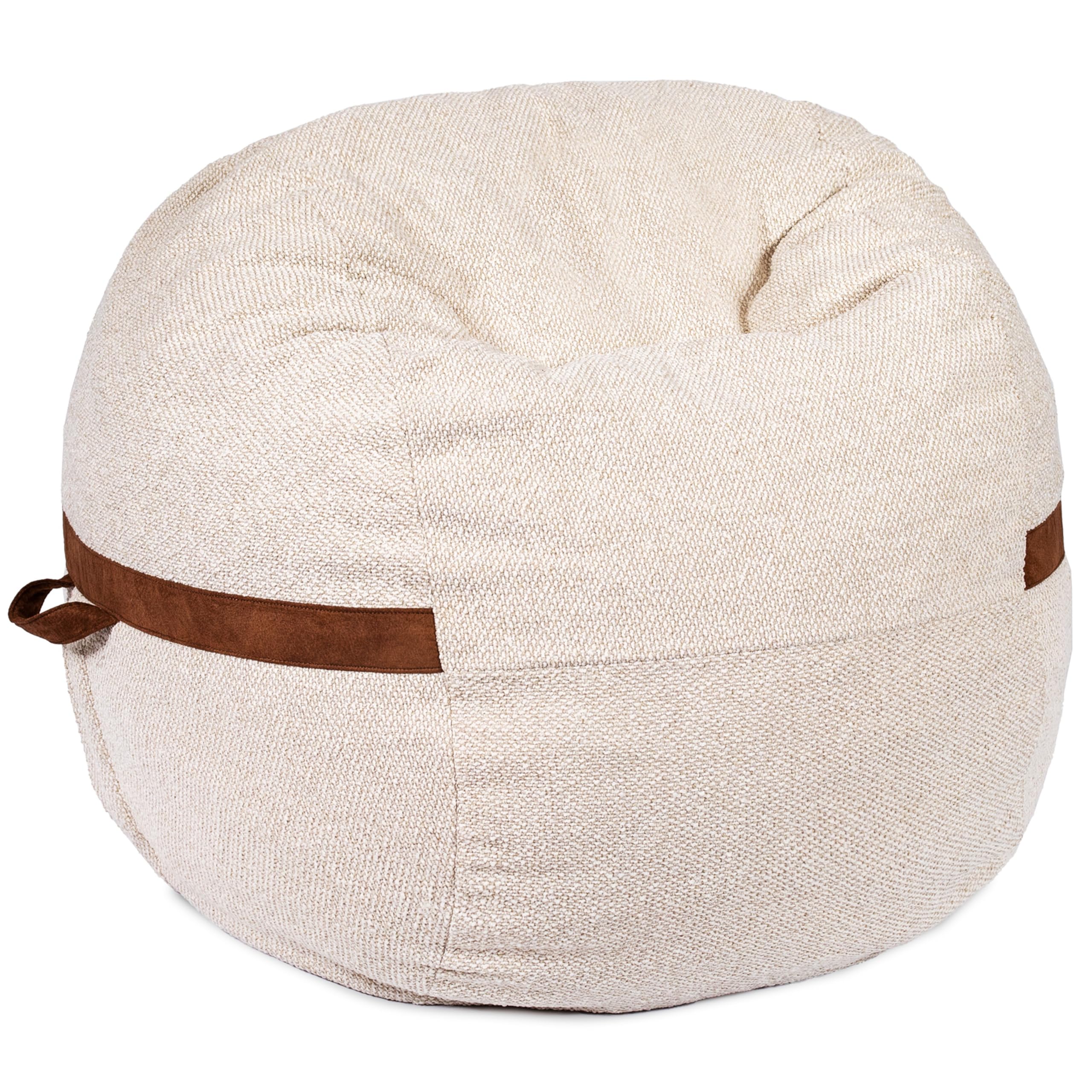 Big Joe Fuf 4Ft Foam Bean Bag Chair with Removable Cover for Kids, Teens, Sandstone Textured Boucle, 4 Foot Large Reading and Gaming Seat