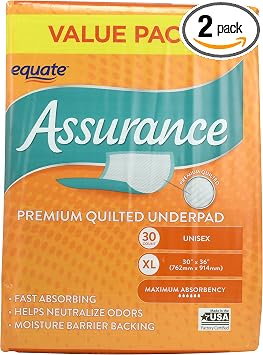 Assurance Premium Quilted Underpad, Value Pack, XL 30 COUNT 2 Pack