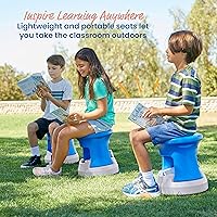 Vista 6 de ECR4Kids Taburete tambaleante de almacenamiento, altura del asiento de 15 pulgadas, asientos activos, azul/gris claro