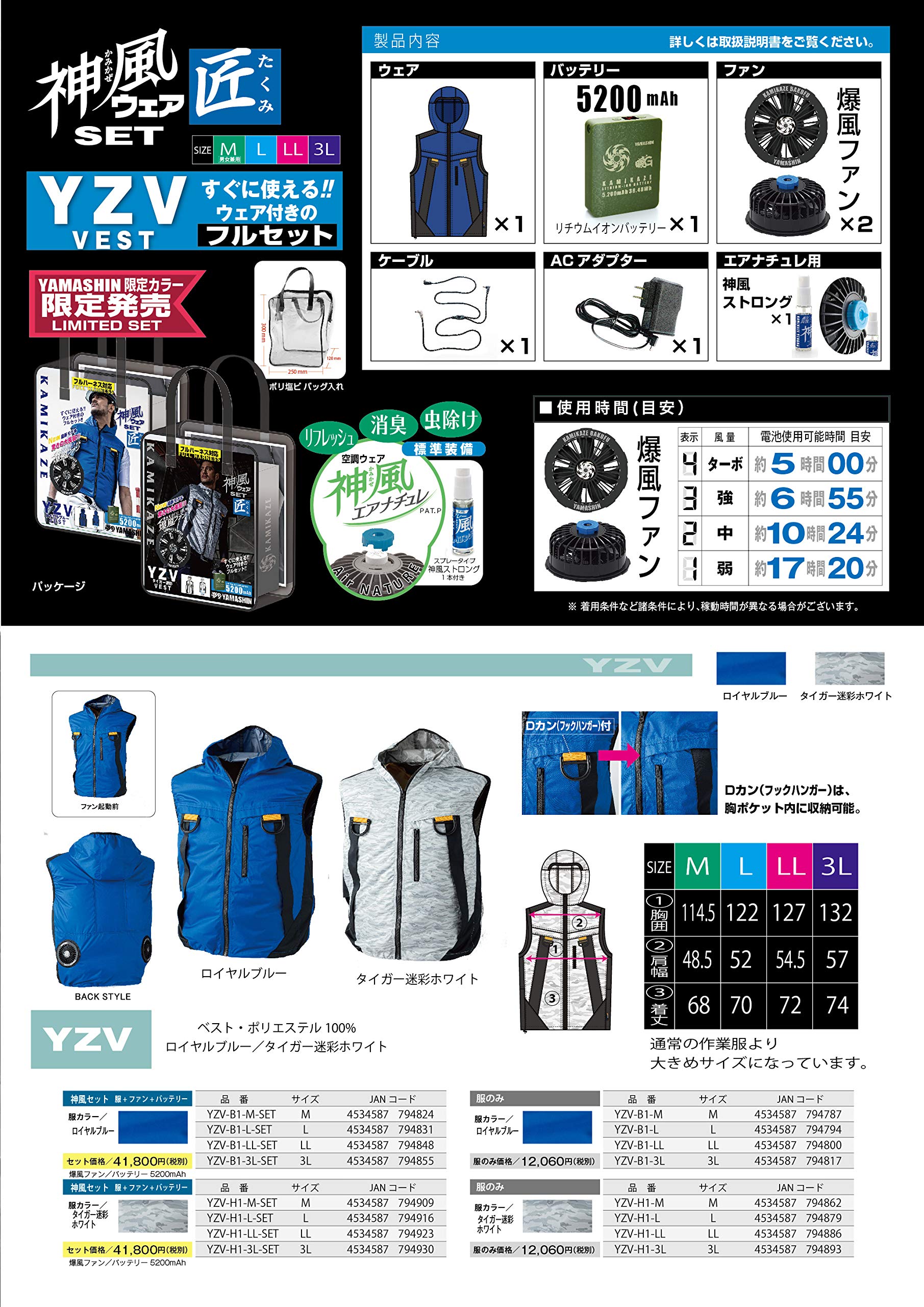 Amazon.co.jp: 山真製鋸(YAMASHIN)神風ウェアセット匠 YZV VEST服のみ