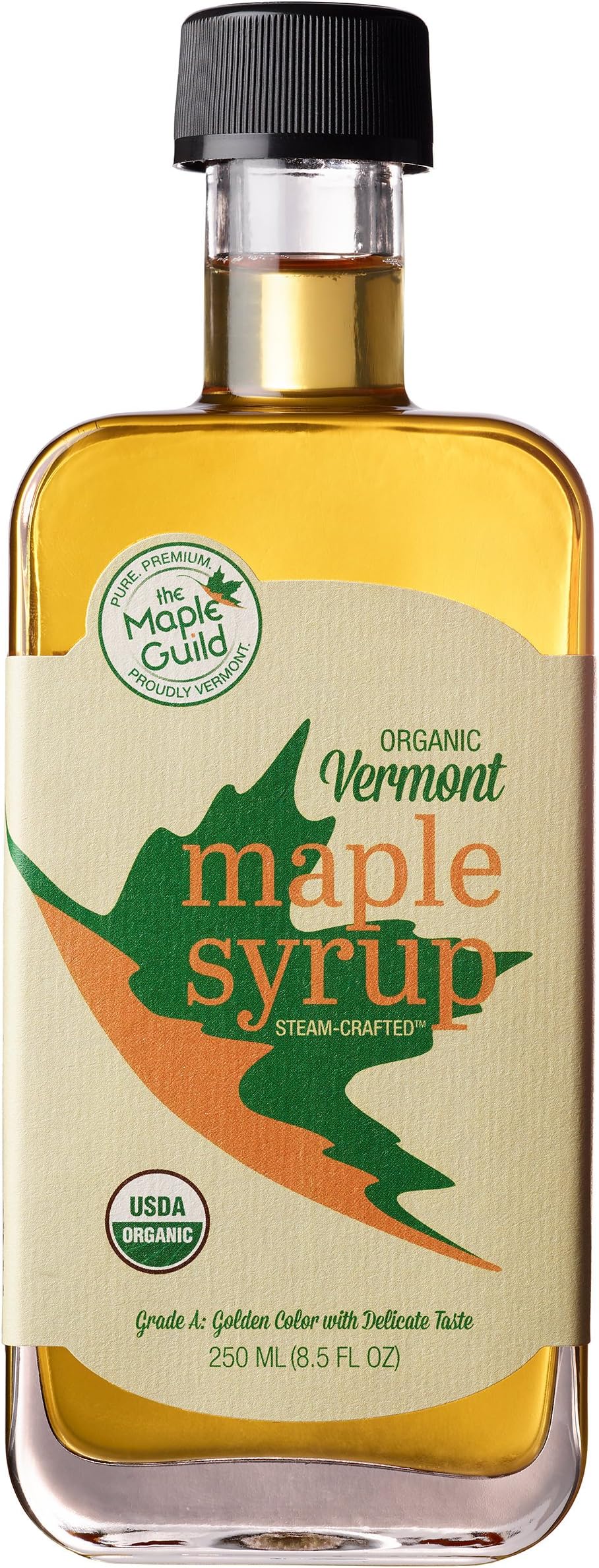 Maple Guild Organic Steam-Crafted Vermont Grade A Amber Syrup, 8.5 Ounce