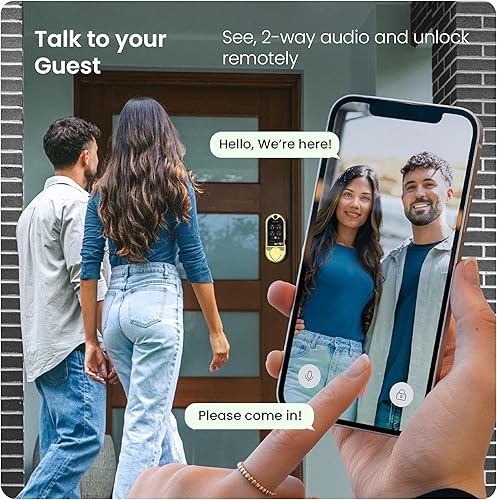 Miniatura 5 de Lockly Vision Smart Lock, cerraduras inteligentes de timbre de video HD para puerta delantera, cerradura de puerta de huellas dactilares, teclado de