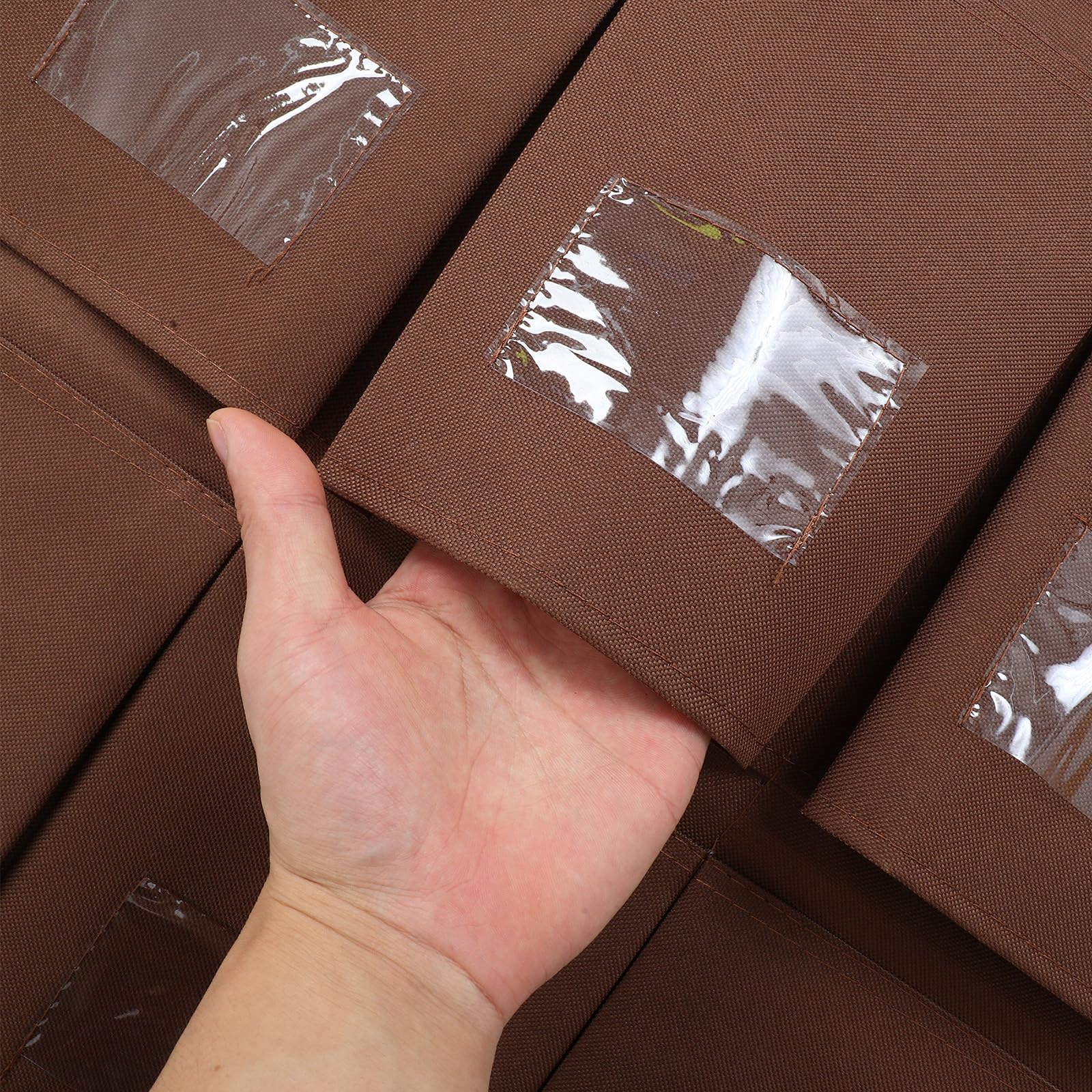 PRETYZOOM Paquet de Rangement pour Chariot de Ménage en Tissu Résistant, Poche Transparente pour Étiquette, Paquet Multifonction 6 Compartiments Café pour Organisation en Hôtel et Nettoyage