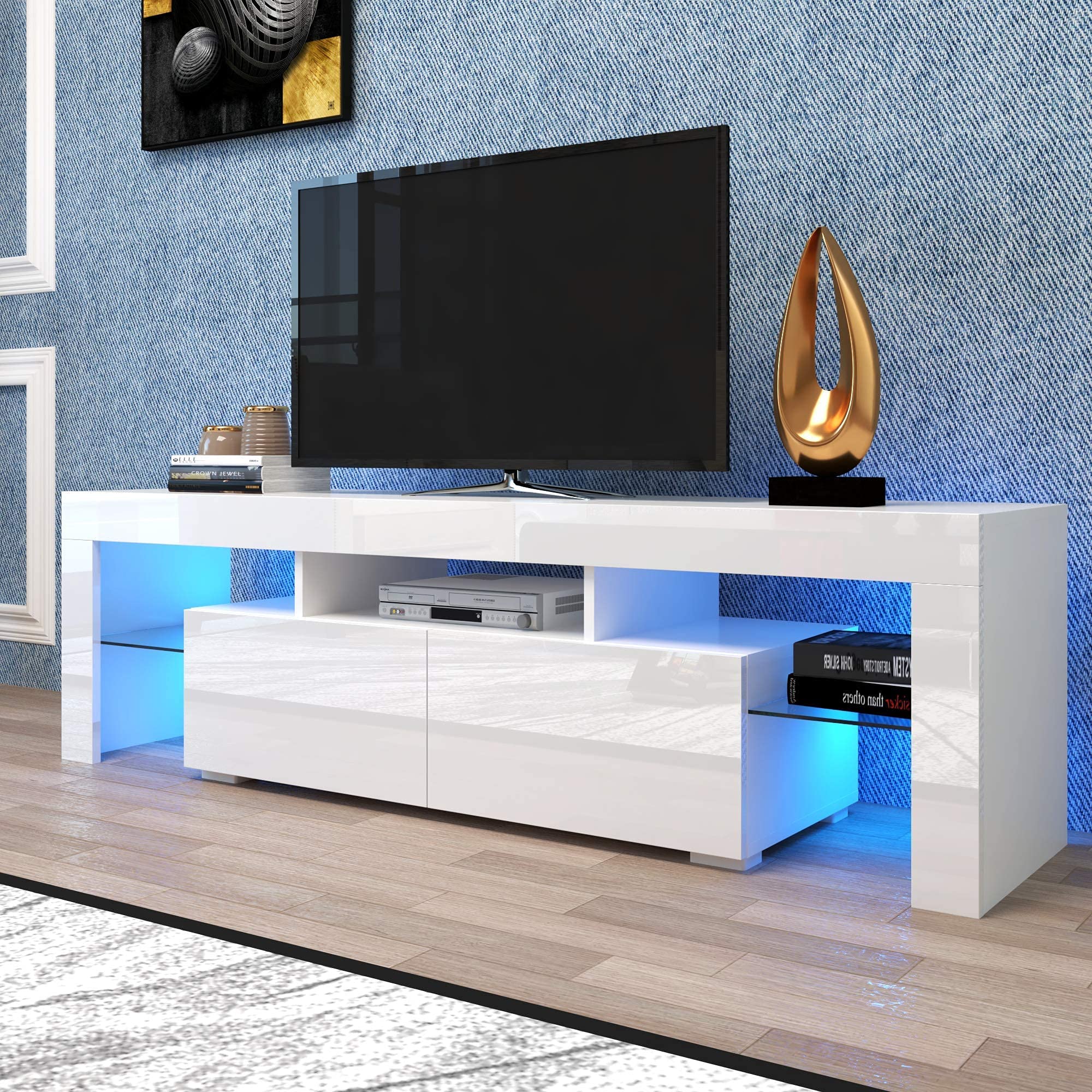 Buy SSLine Glossy LED TV Stand with 16 Colors RGB LED Lights,Modern