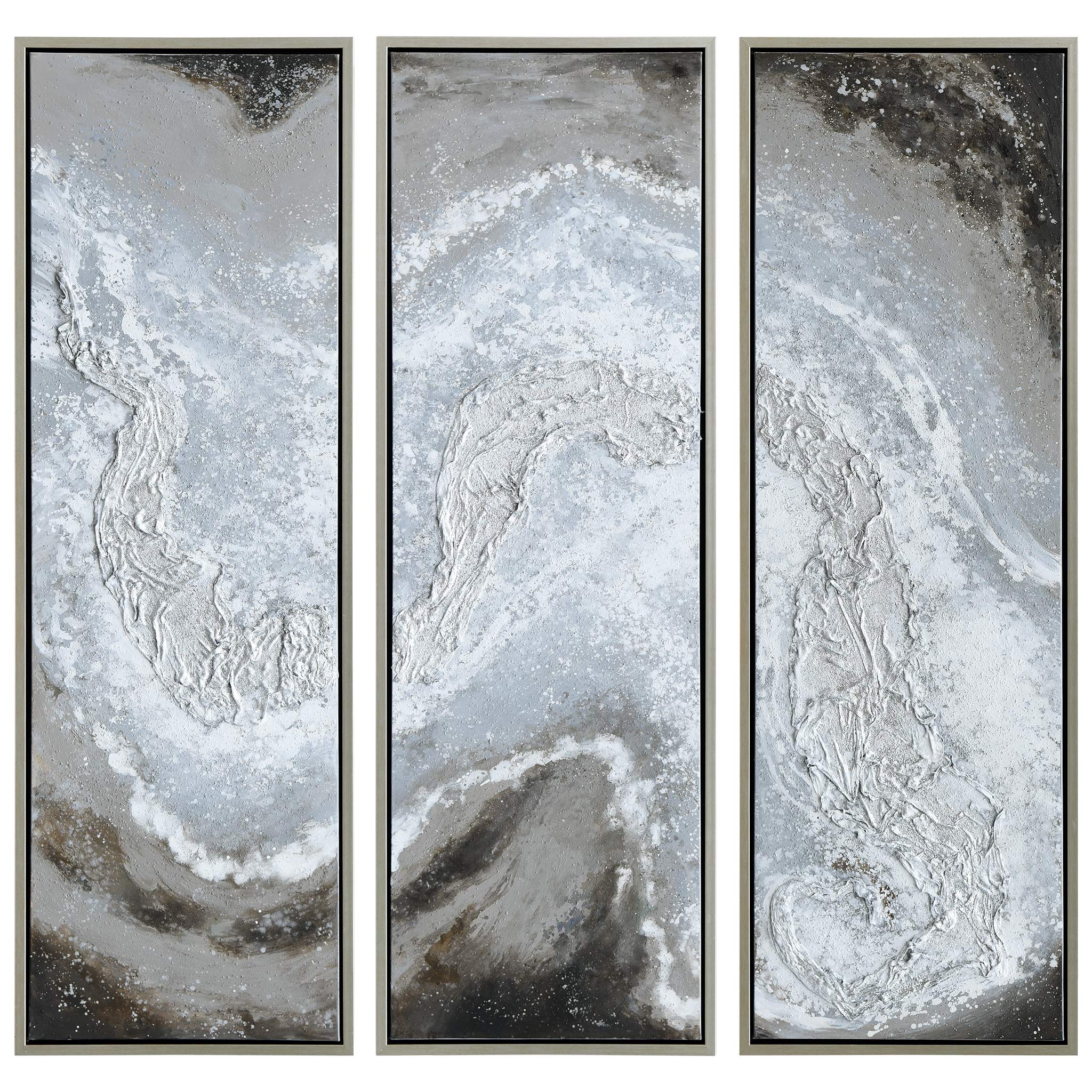 Empire Art Direct Abstract Wall Art Textured Hand Painted Canvas by Martin Edwards, Triptych, 60" x 20" each, Iced
