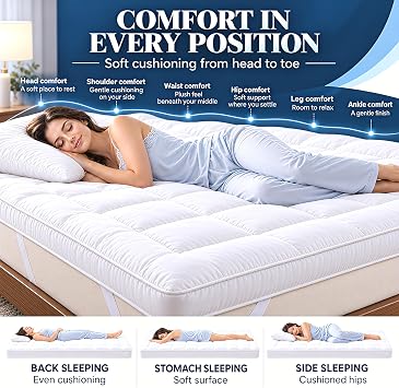 10cm Thick King Size Mattress Toppers - 1100GSM Hollowfibre (150X200cm)