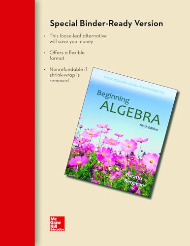 Loose Leaf for Beginning Algebra (Hutchison Series in Mathematics)