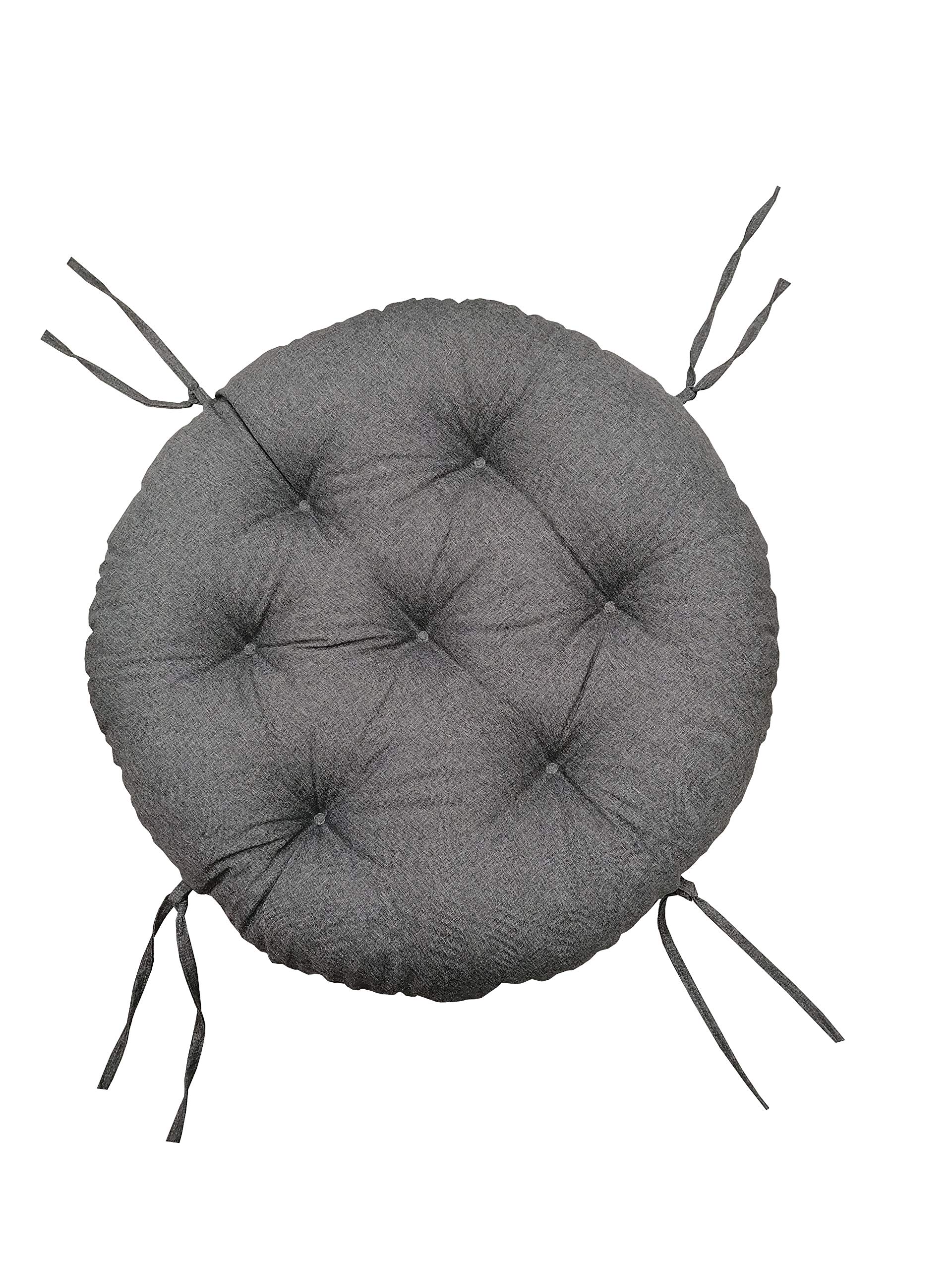 chilly pilley Coussin Rond pour Papasan Coussin De Fauteuil Jardin Coussin De Siège Matelassé avec Boucles (80cm, Argent)