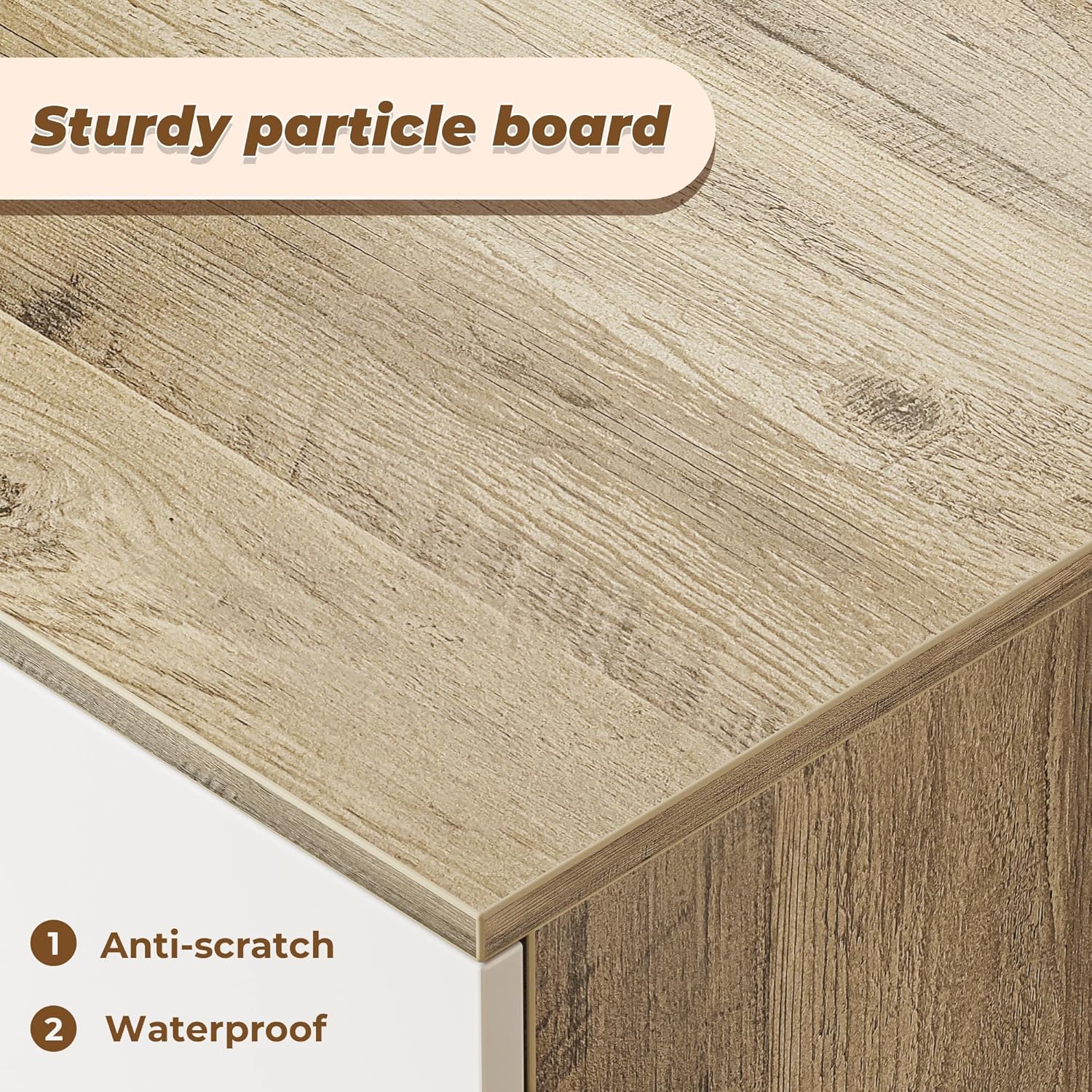 SUPERJARE TV Stand for 55 Inch TV, Entertainment Center with Adjustable Shelf, 2 Cabinets, TV Console Table, Media Console, Solid Wood Feet, Cord Holes, for Living Room, Bedroom, Gray and White - Image 9