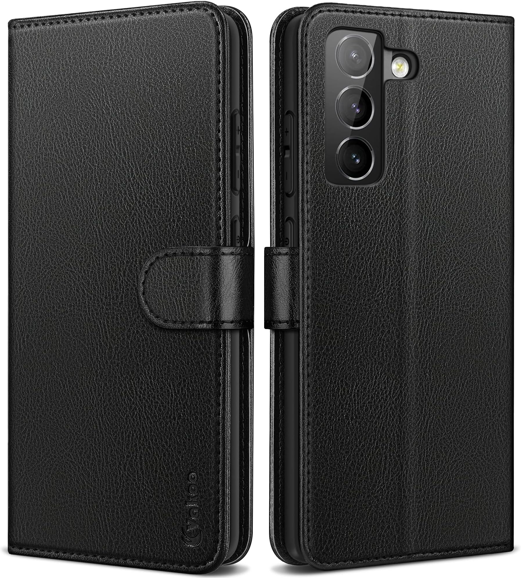 VakooWallet Series Case Compatible with Samsung Galaxy S21 FE - with RFID Blocking - Black