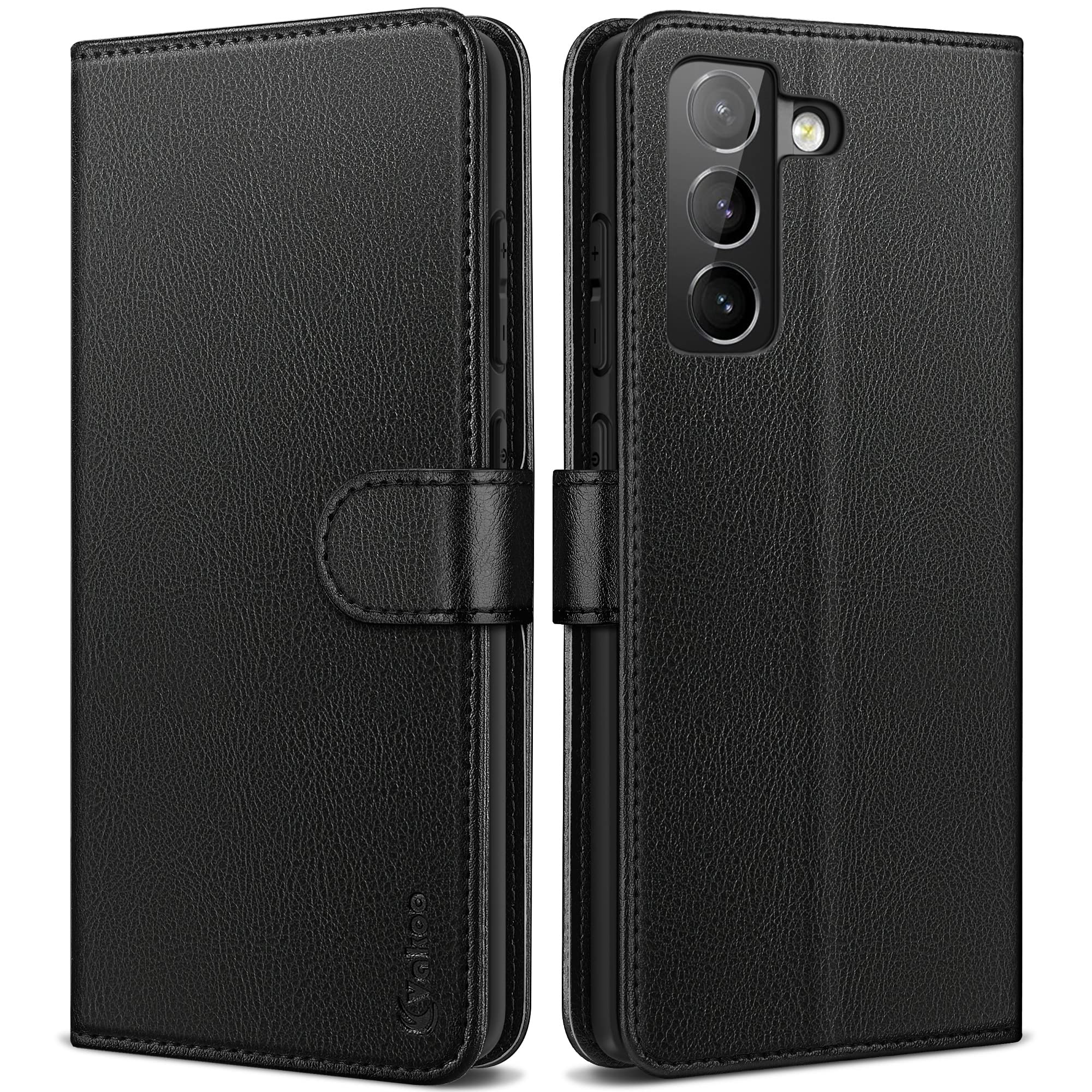 VakooWallet Series Case Compatible with Samsung Galaxy S21 FE - with RFID Blocking - Black