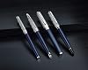 Waterman Carène Fountain Pen | Metal & Blue Lacquer | Chiselled Cap | 18K Gold Medium Nib | Blue Ink | Gift Box