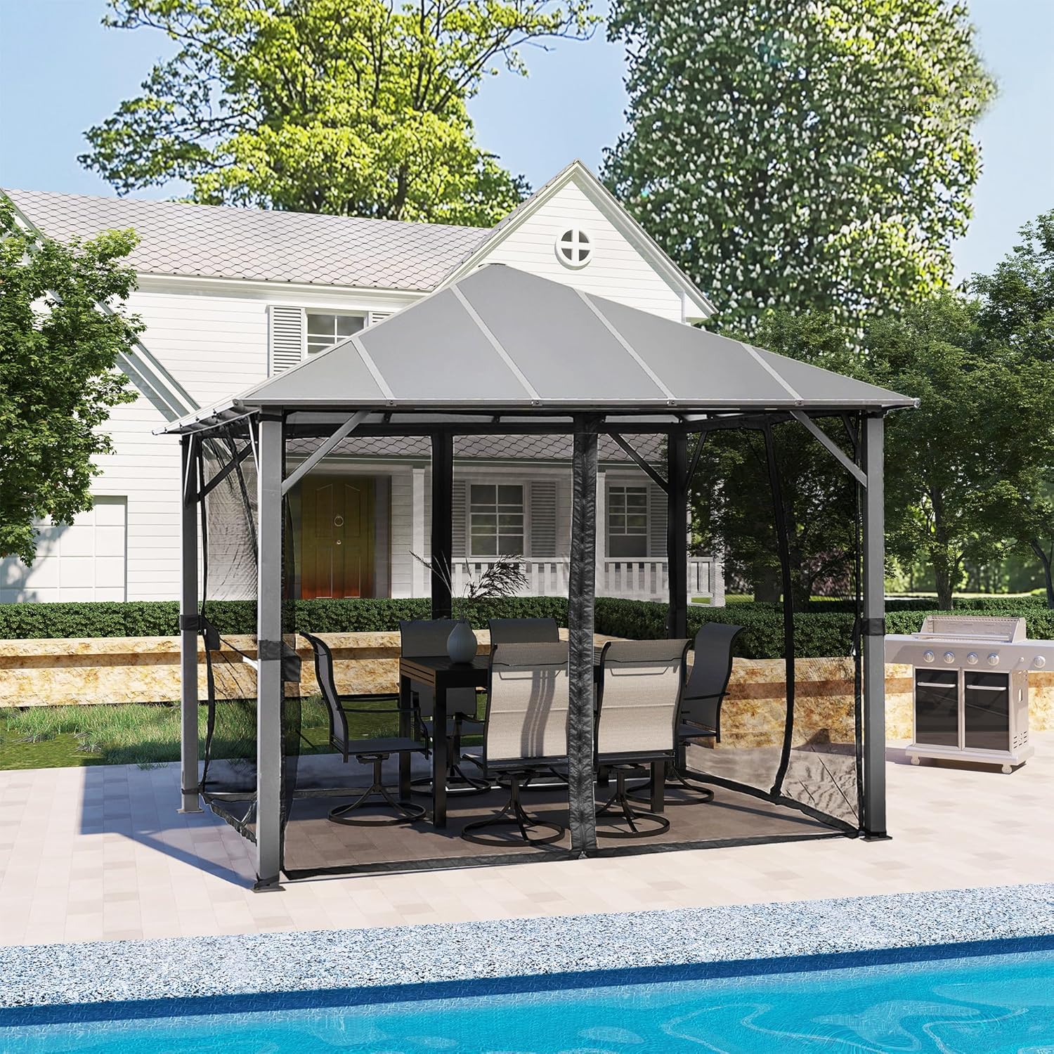 CASAINC Hardtop Gazebo 10x10 FT, Aluminum Frame Permanent