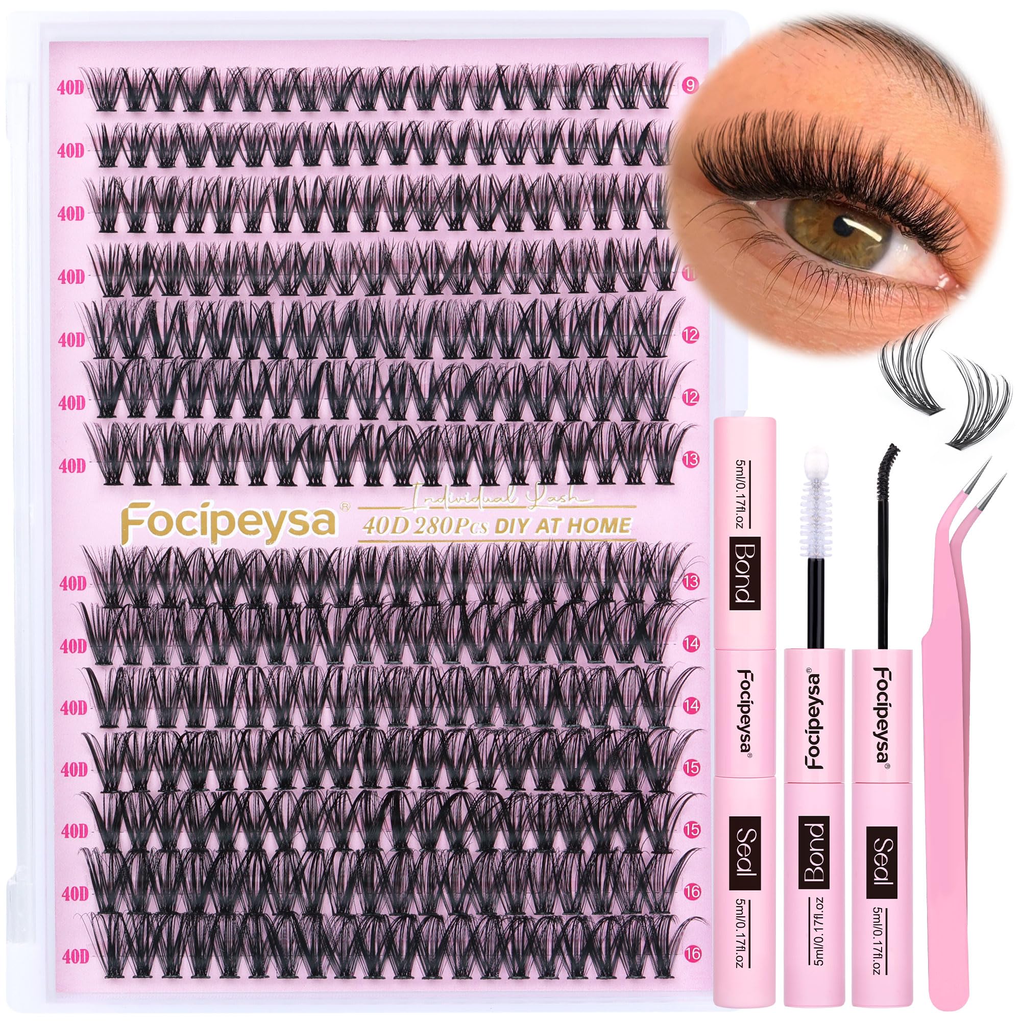 Amazon.com: Focipeysa Eyelash Extension Kit D Curl Lash Clusters