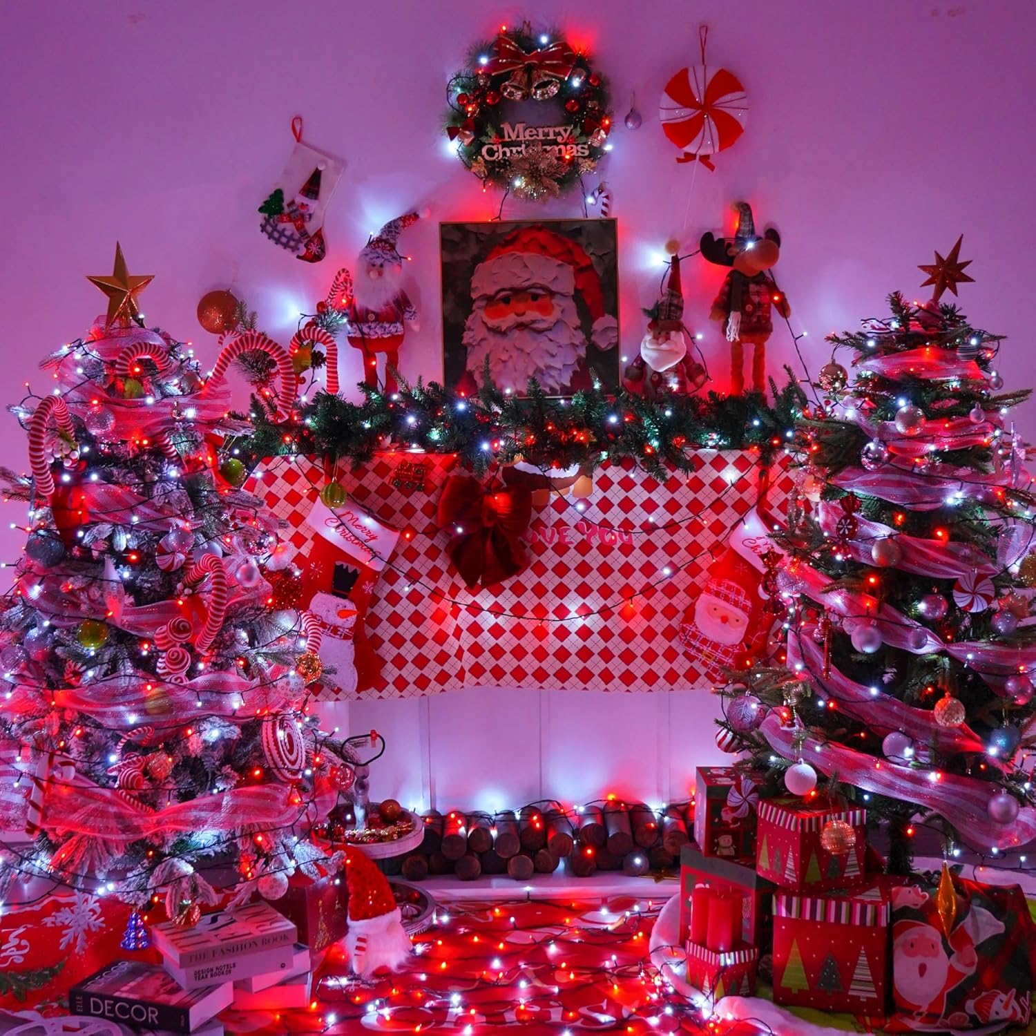 YEGUO 66ft 200 LED Christmas Lights Outdoor Waterproof, 8 Modes Purple String Lights Plug in, Green Wire Twinkle Tree Lights Indoor with Timer Memory - Image 2