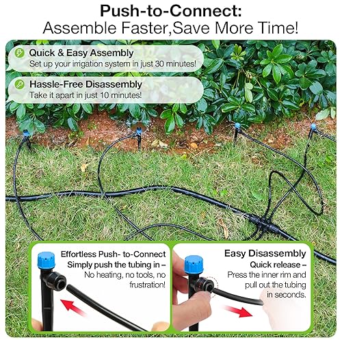 Vista 26 de MIXC Kit de riego por goteo micro para invernadero, sistema de riego automático para plantas de nebulización de patio, con manguera de tubo de riego