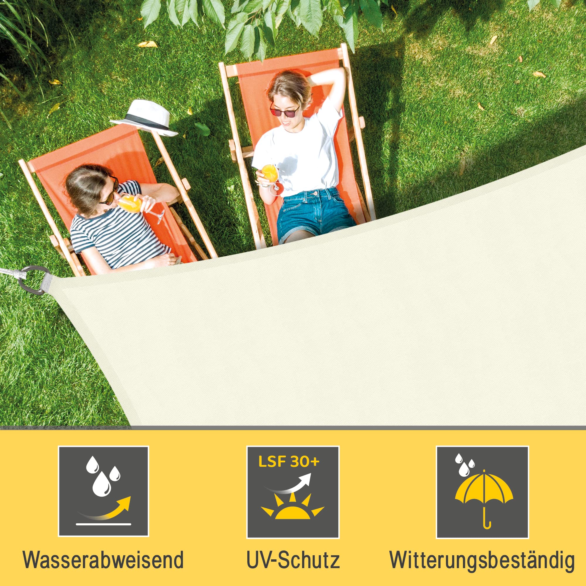Sol Royal Sonnensegel rechteckig Wasserdicht 3x4m Terrasse – Sonnensegel Balkon Segeltuch UV Sonnenschutz Garten Pool Camping Sonnenschutz Segel Creme – PS9