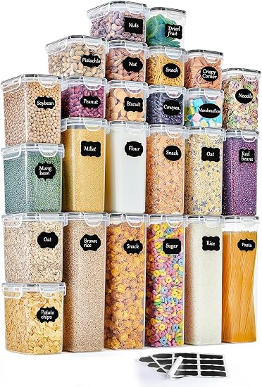 Set Di 3 Contenitori Ermetici Per Cereali, 4L, Con 16 Etichette E Pennarello, Dispenser Salvaspazio Per Cucina - 2
