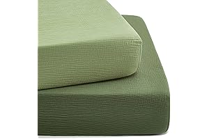 2 Pack Nursery Fitted Crib Sheets, 100% Organic Cotton Breathable Soft for...