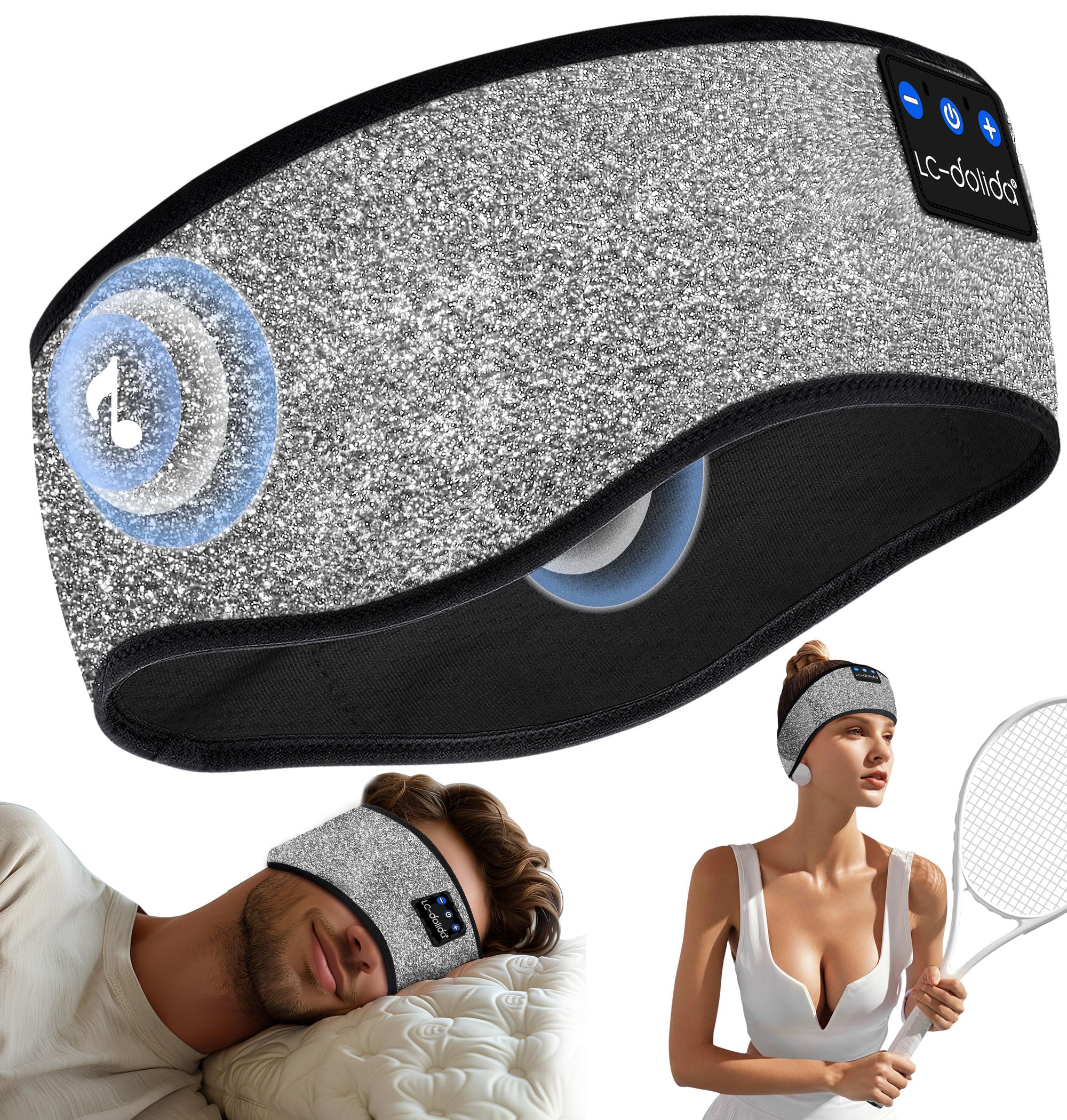 LC-dolida Sleep Headphones Bluetooth, Headband Headphones Earphones Wireless, Sleep Mask for Sleeping, Sports, Gifts, Workout, Jogging, Yoga,Insomnia,