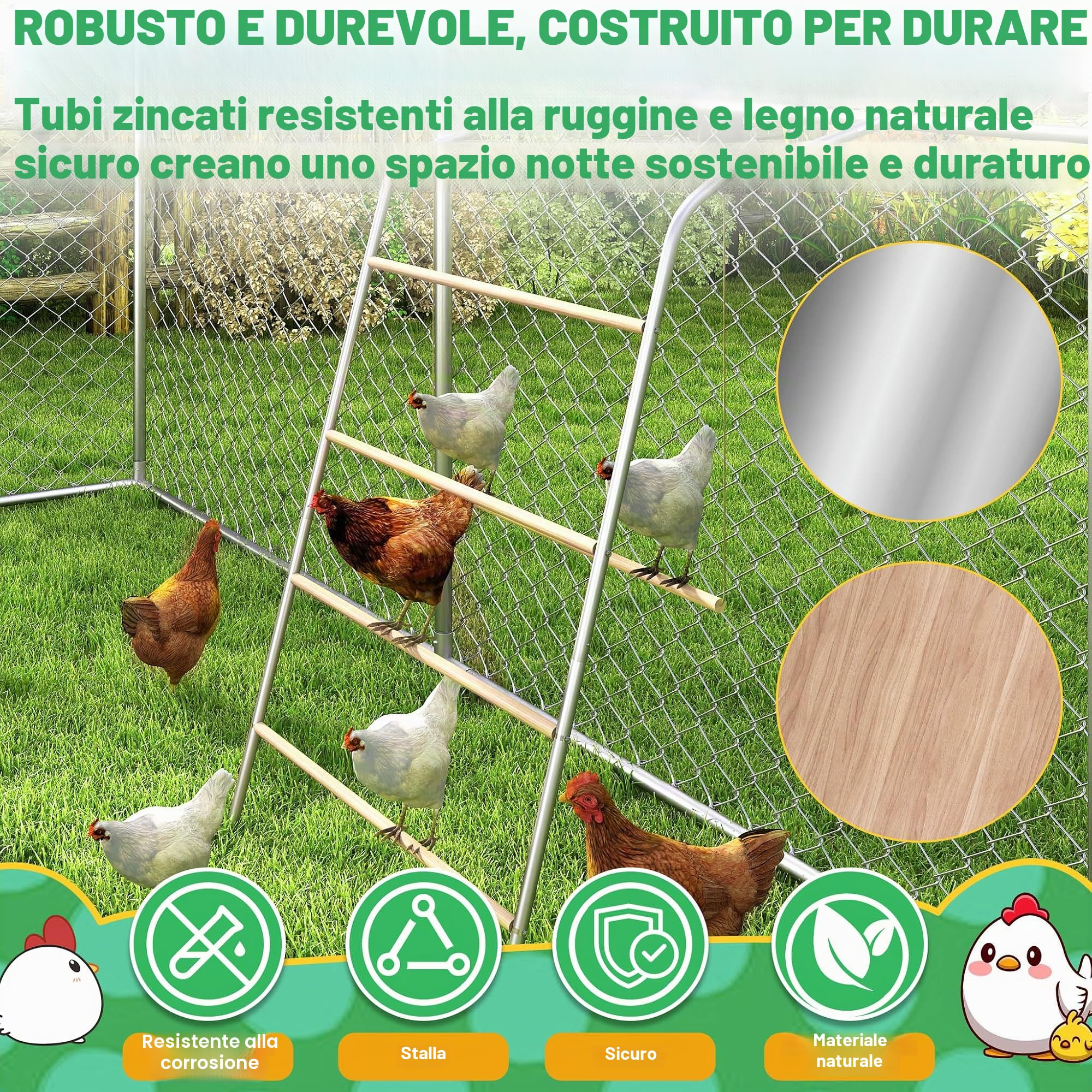 HENGMEI Supporto per pollo, grande asta per pollo, pollo, galline, torre di arrampicata, scala per polli da corsa, asta per pollo, giocattolo a dondolo per polli da cortile, supporto per uccelli, con