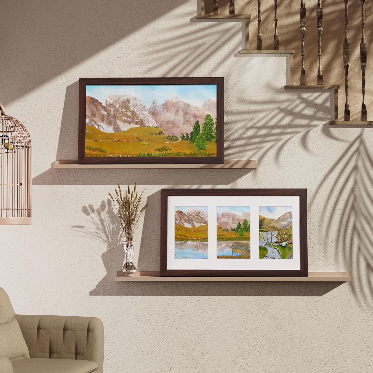 Vittanly 8x14 Picture Frames Collage Wall Decor, Displays 3Pcs 4x6 Pictures with Mat or 1Pcs 8x14 without Mat, Collage Picture Frame for Horizontal or Vertical Display, Brown, 1 Pack - Image 3