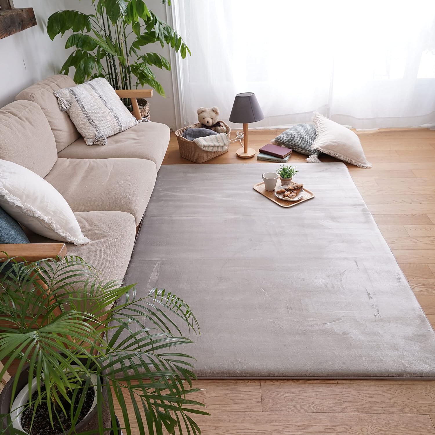 お買い得！！★トシシミズ(Toshishimizu)★トシシミズ(Toshishimizu) ラグ フェザーグレー 190×190cm 低反発高反発3層フランネル LM102