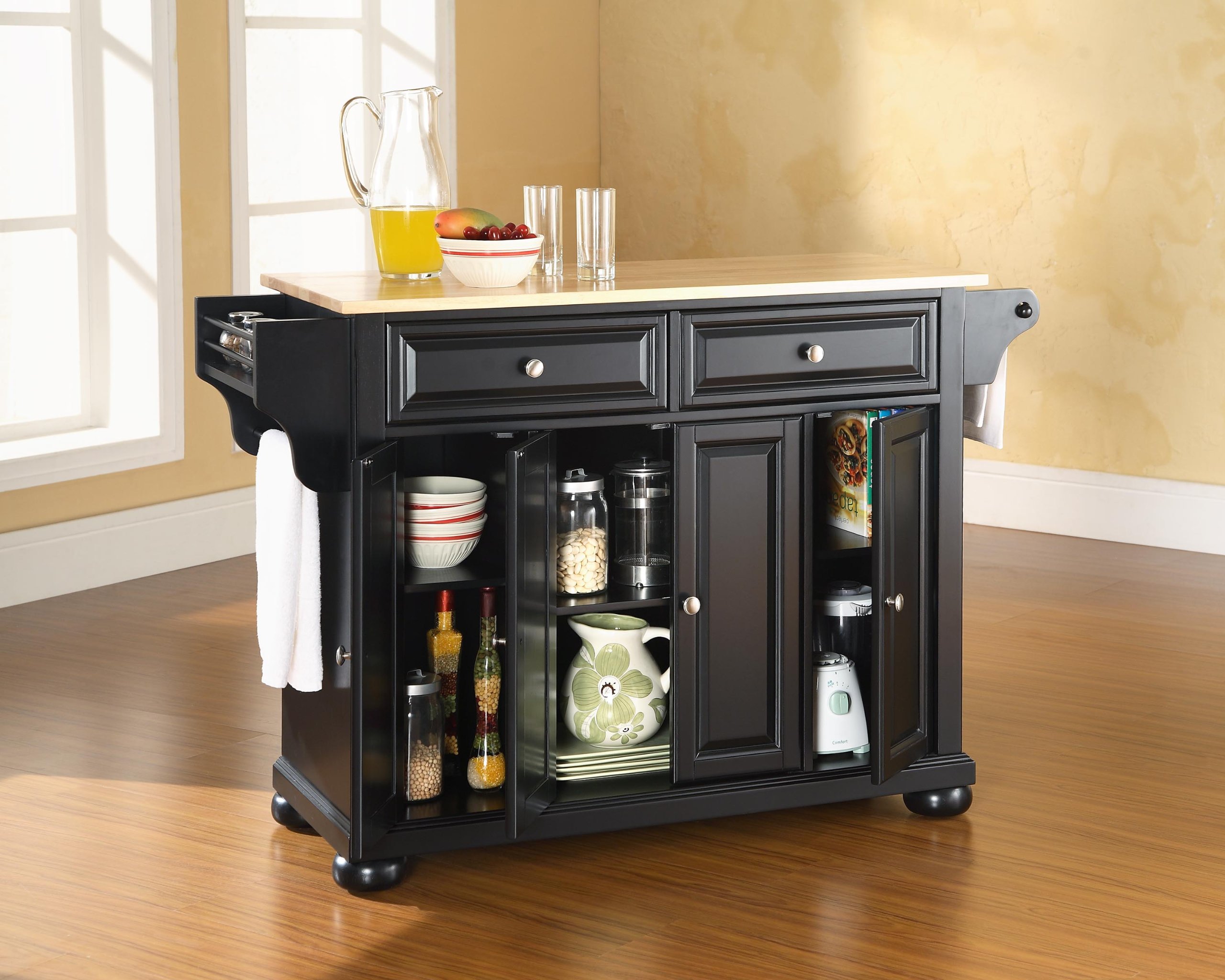 Amazon.com: Crosley Furniture Alexandria Wood Top Rolling Kitchen