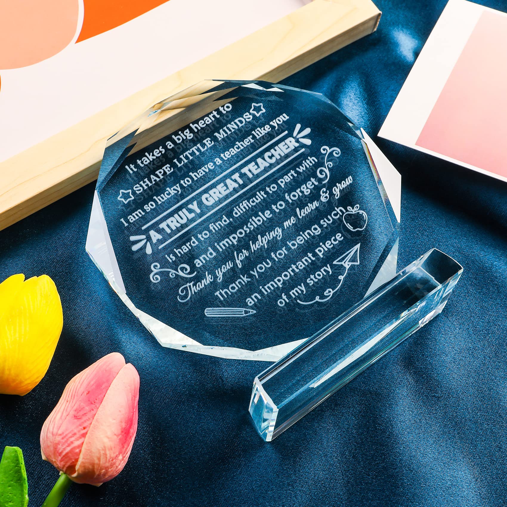 YWHL Teachers Gfts For Women Men, Glass Best Teacher Apprecaton Gfts From Student, Apple - View #7