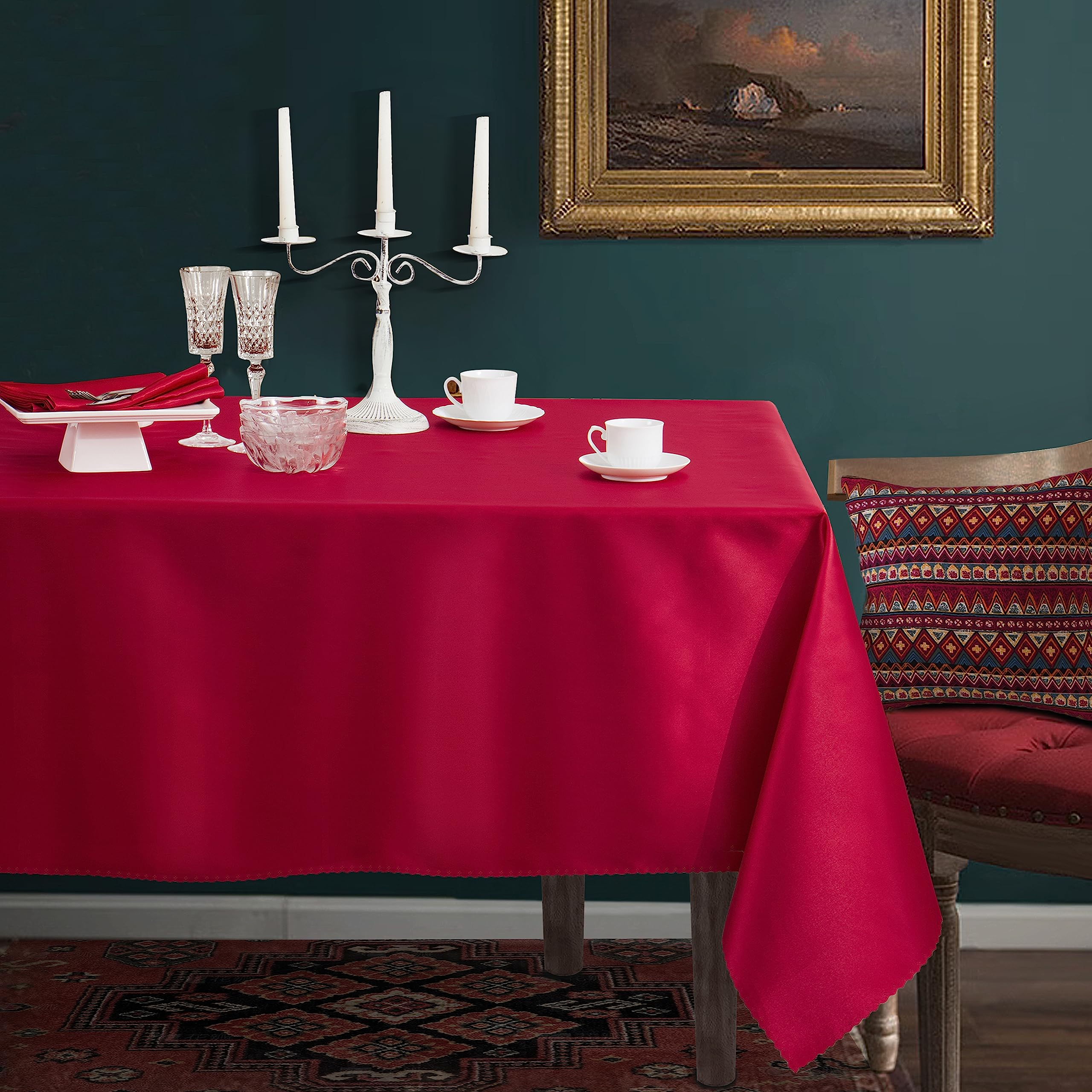Ruby Red Tablecloth Satin Red Wedding Linen Table Cloths Round Satin Red Table Cloths
