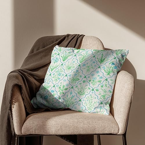 Vista 11 de Chinoiserie - Fundas de almohada azules y blancas para decoración del hogar, 18 x 18 pulgadas, funda de cojín floral para cama, sofá, 2