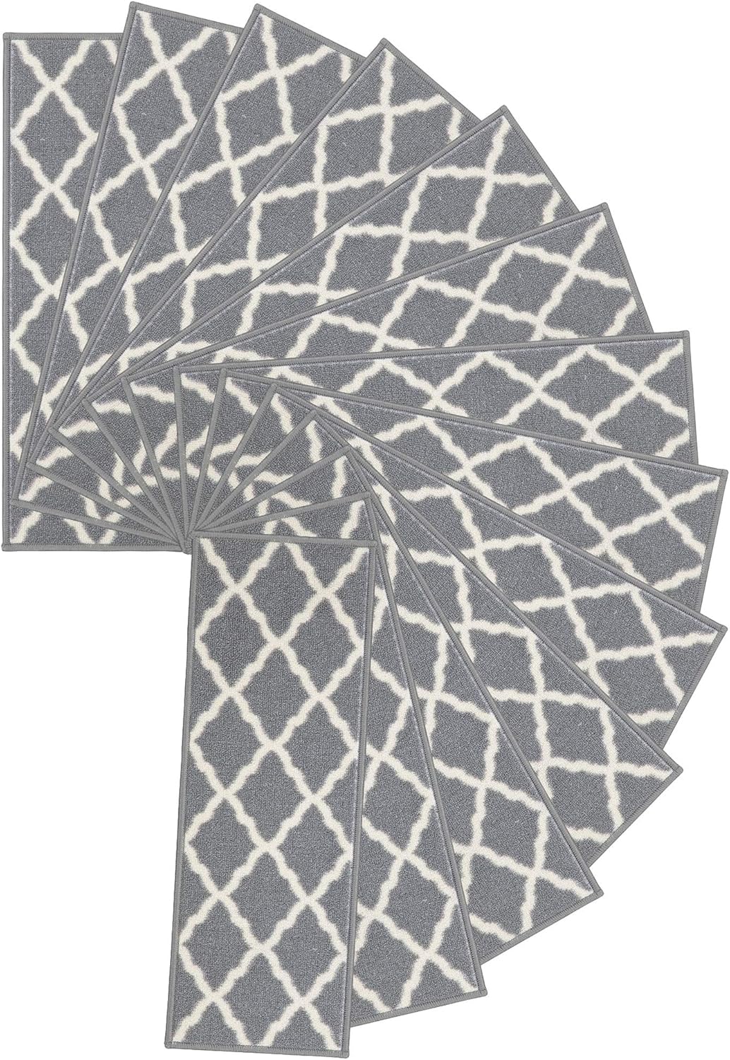 Ottomanson Glamour Collection Non-slip Trellis Design Stair Treads, 9" x 26", Gray, 13 Pack : Tools & Home Improvement