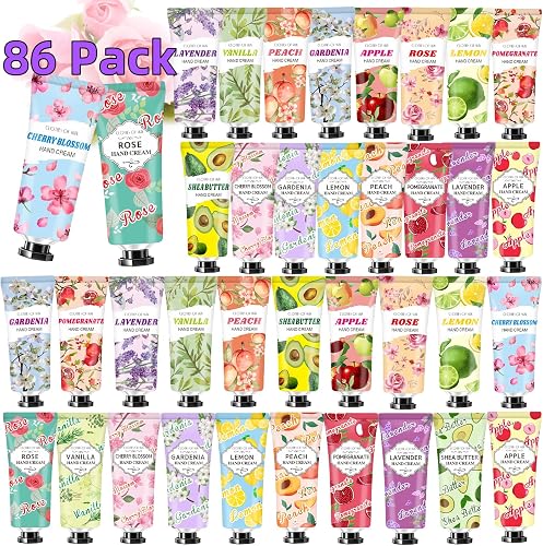 86 Pack Hand Cream Bulk Gifts,Easter Basket Stuffers for Teens,Mothers Day Gifts for Mom,Teacher Appreciation Gifts,Natural Travel Size Hand Lotion for Dry Cracked Hands,Nurses Week Gifts for Women