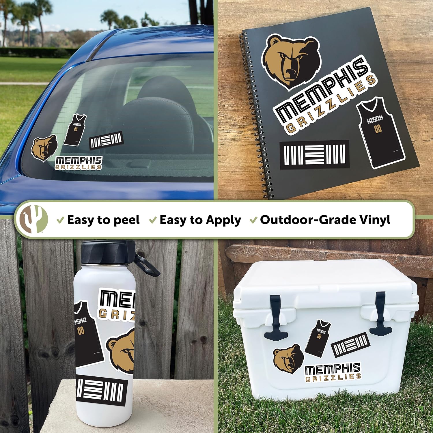 Desert Cactus Memphis Grizzlies Sticker NBA Officially Licensed Sticker Vinyl Decal Laptop Water Bottle Car Scrapbook (City Edition 2023)