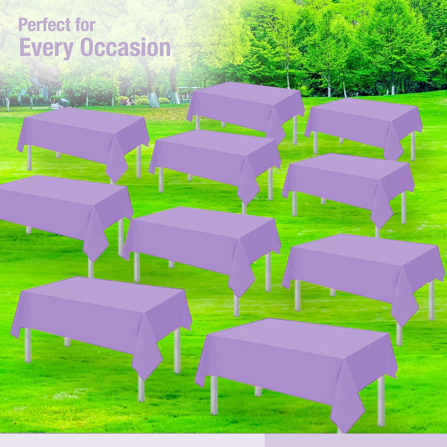 Purple Plastic Party Tablecloth Roll, Disposable Table Covering Covers 12Rectangle Picnic Tables for Wedding, Anniversary, Birthday, Banquet, Holiday Celebration, Lavender Color (Purple)
