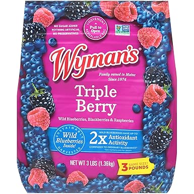 Wymans Triple Berry, 3 lb (Pack of 1) - Wild Blueberries, Blackberries & Raspberries