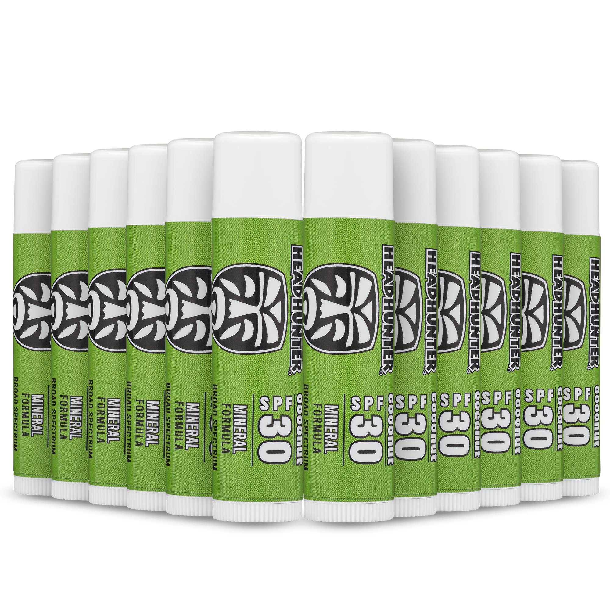 Headhunter Coconut Sport Chapstick Sunscreen SPF 30, Natural Mineral Lip Balm For Sun Protection, Waterproof Lip Sunscreen For Ultra Sport Protection and Solar Defense, Reef Safe Sunblock Chap Stick (12 Pack)