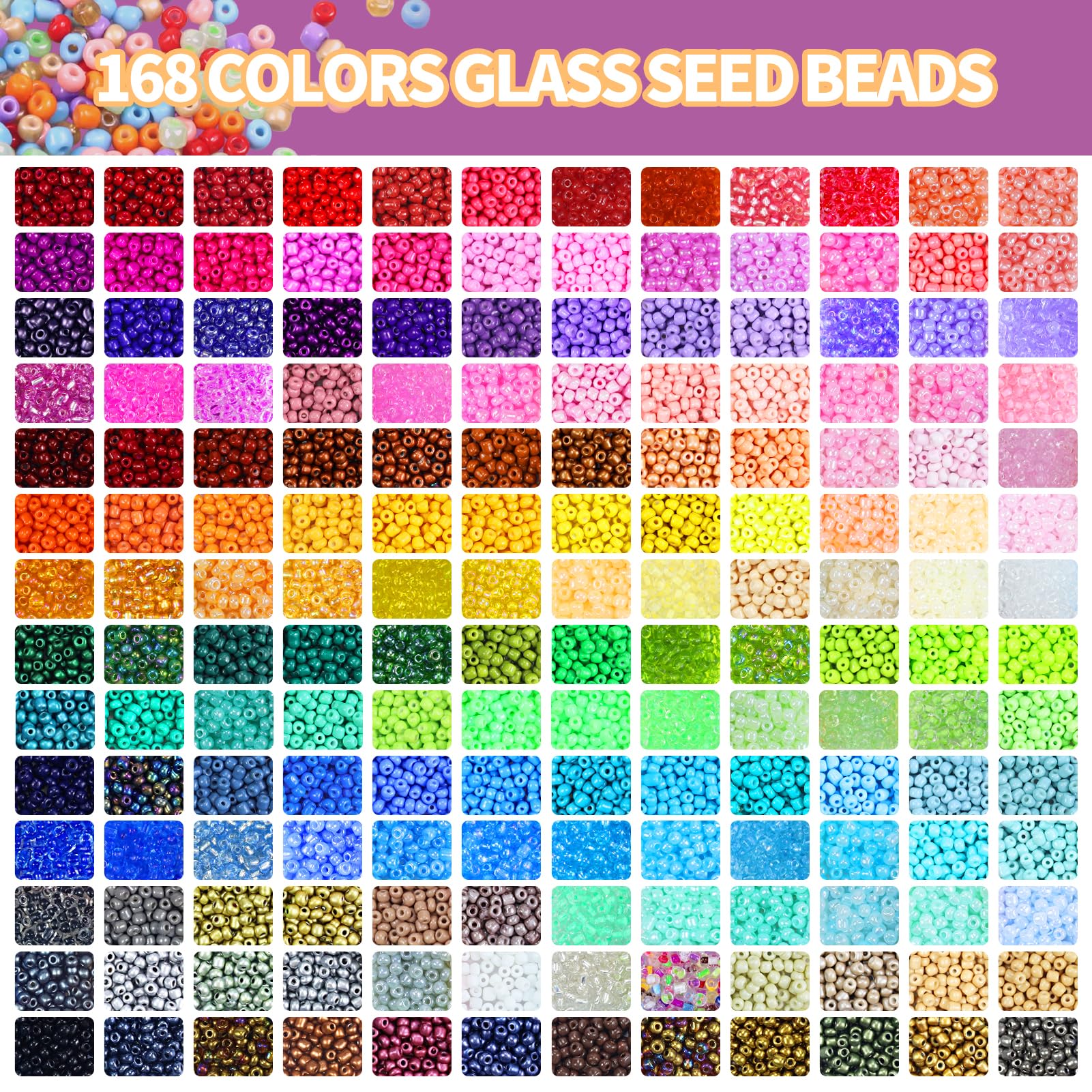 168 Colores 74746 Pezzi Perline per Braccialetti, 2mm Perline per Bigiotteria Bambini Adulti Fai da Te, Kit Braccialetti Fai Da Te Bambina Perline per Gioielli fai da te con Sorridente Lettere Perline