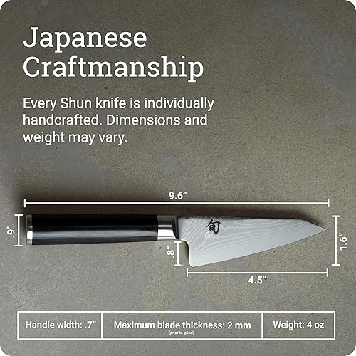 Vista 5 de Shun Cutlery - Cuchillo clásico asiático multipreparación de 4.5 pulgadas, auténtico, cuchillo de deshuesado japonés hecho a mano, cuchillo