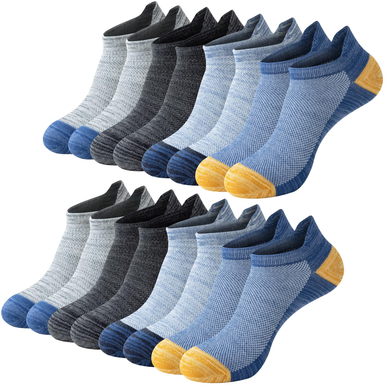 Eono Calcetines Hombre, 8 Pares Calcetines Deporte Hombre Mujer Acolchados, Calcetines Running Hombre Cortos Transpirables, Calcetines Tobilleros Hombre Mujer de Algodon (43-46)