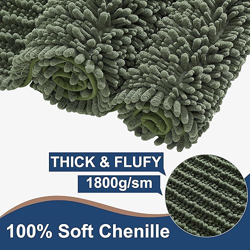 Miniatura 4 de FLOLEOPA Tapetes para baño de microfibra de felpa suave, absorbentes, antideslizantes, se pueden lavar y secar a máquina, para bañera, ducha y baño