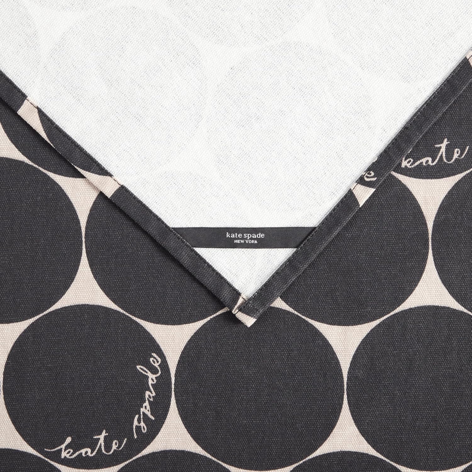 Kate Spade New York Joy Dot Cloth Napkins 4-Pack Set, 100% Cotton, Machine Washable, Black/Beige, 20"x20"